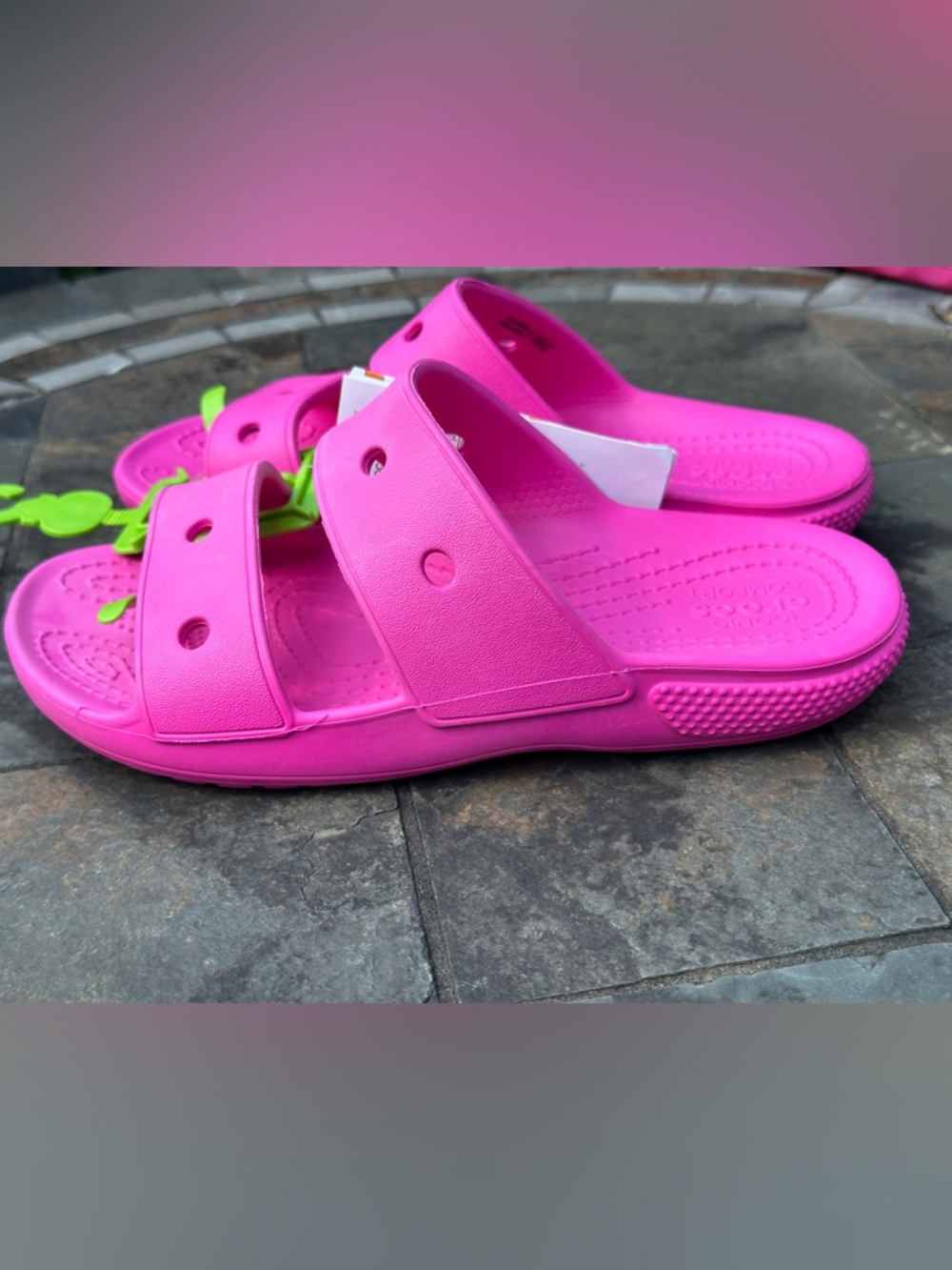 CROCS 13K Pink Slides Slip On Everyday Casual Sandals for Beach Pool Play NEW - Picture 2 of 3